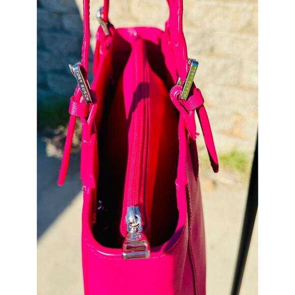 Tory Burch Pink Saffiano Leather Tote Bag Classic Shoulder Carry - Picture 11 of 13